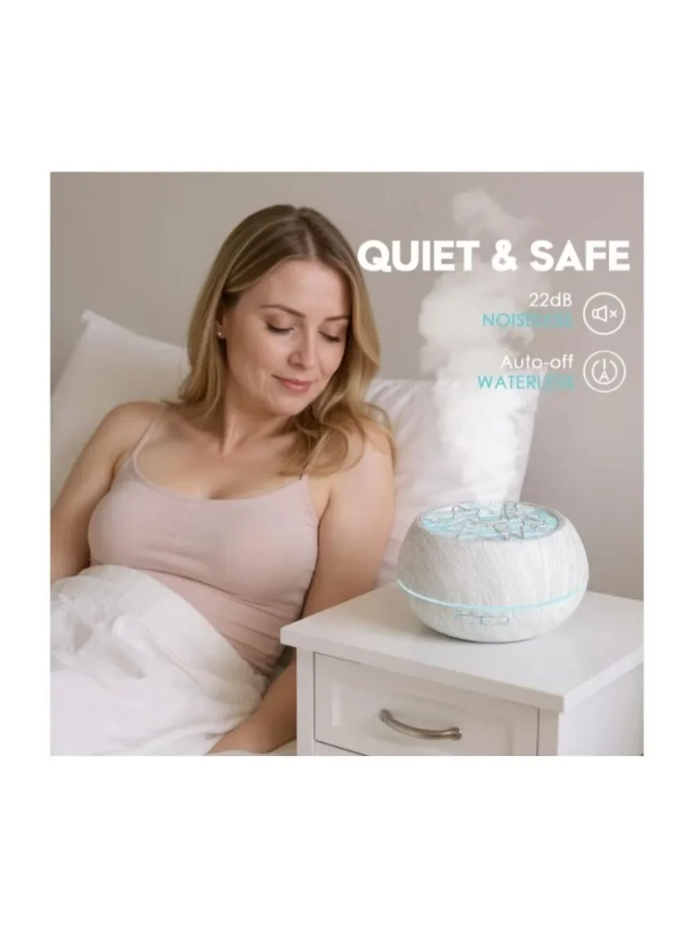 Essential Oil Diffuser Timer 7-Color LED Night Light Remote Control Auto-Off